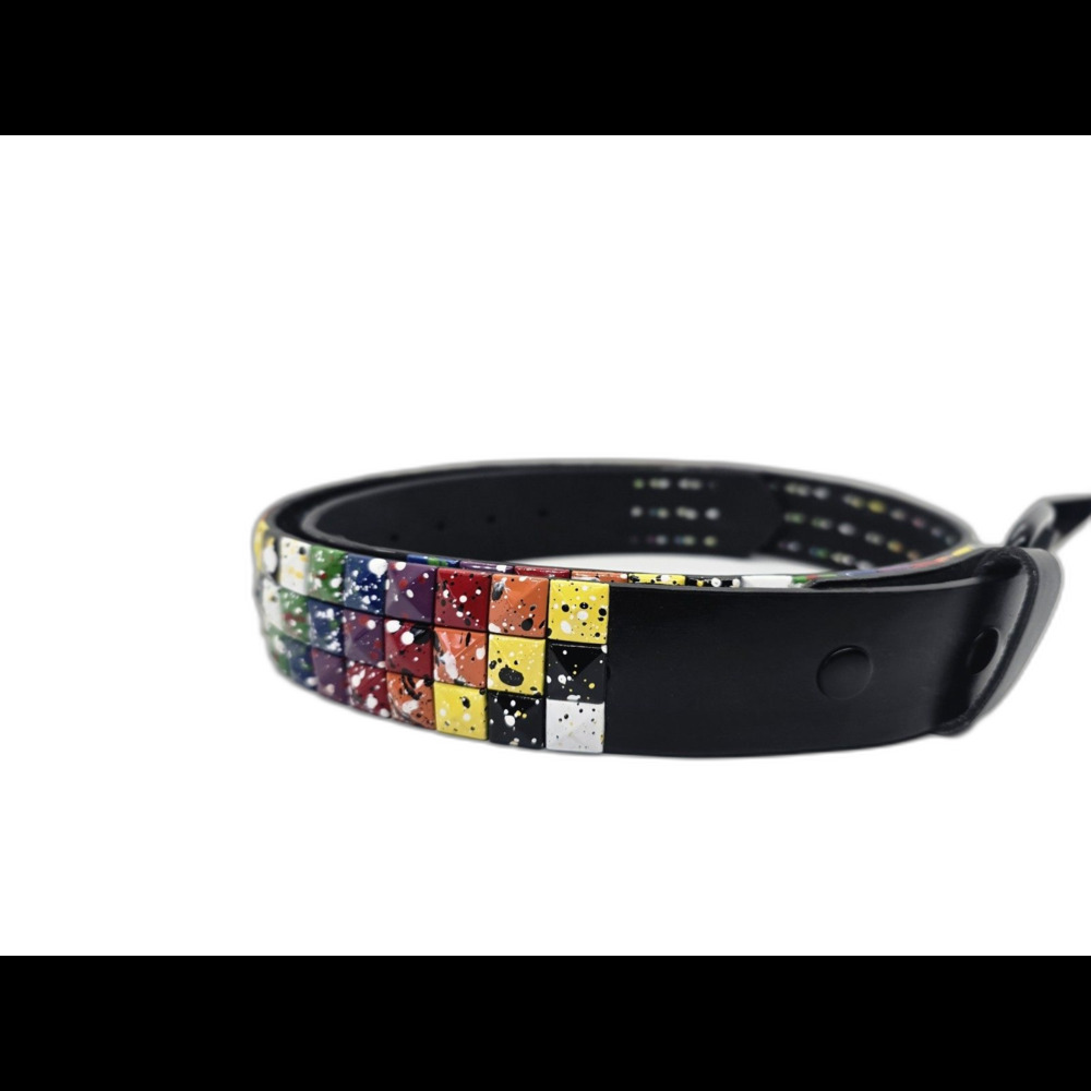 Y2K Splatter paint square tile belt size women's 36